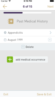 8.Past Medical History Screen